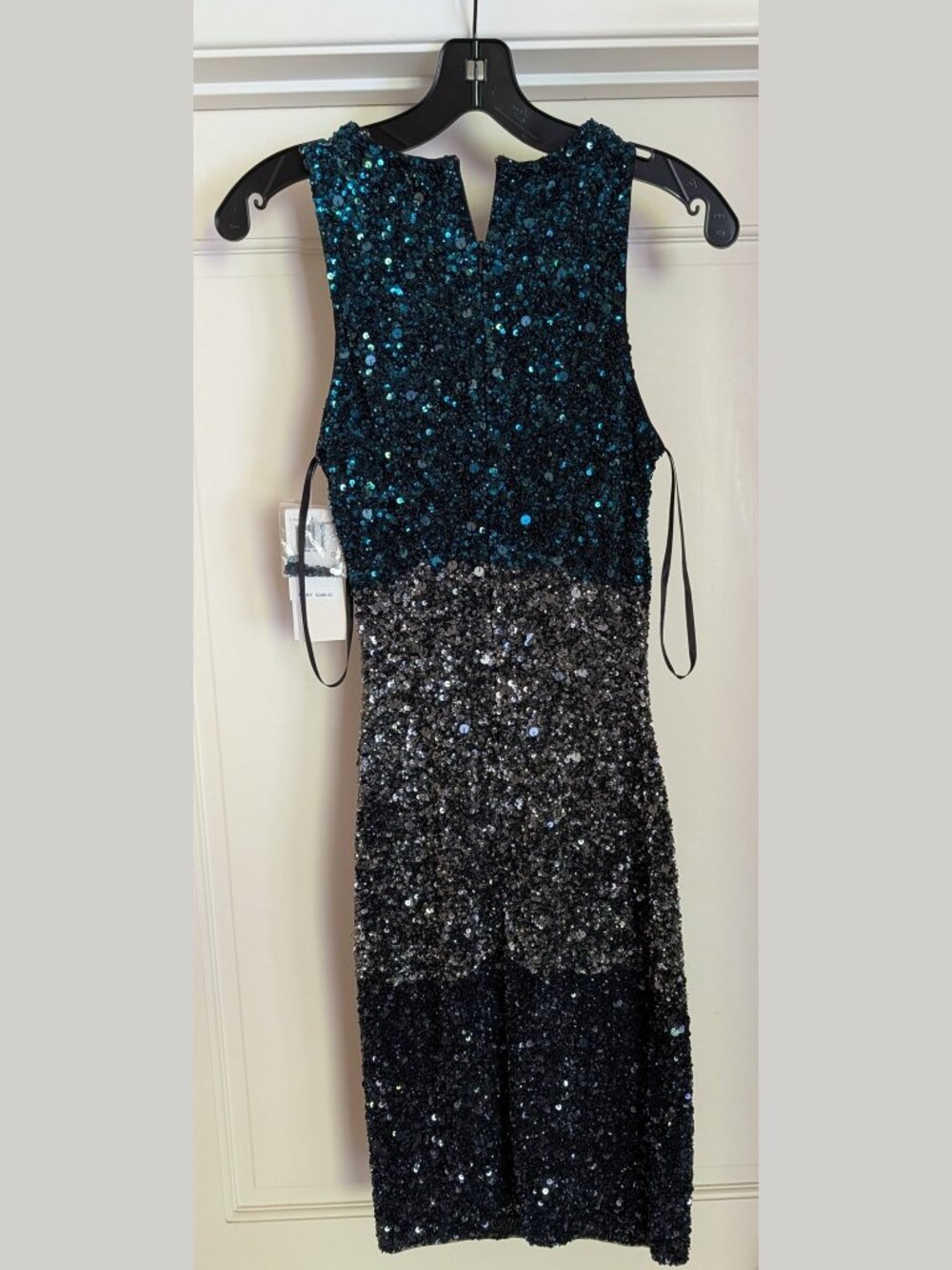 NWT French Connection Ombré Sequin Dress Ocean Gunmetal US0 MSRP $398